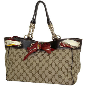 Gucci GG tote bag scarf canvas brown